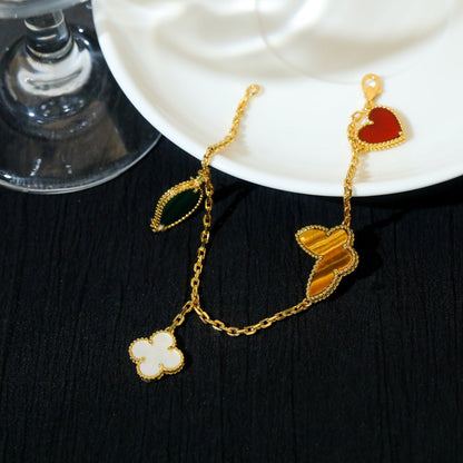 [Auream]LUCKY SPRING 5 MOTIF GOLD BRACELET