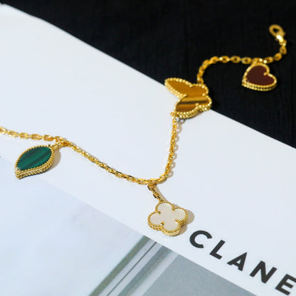 [Auream]LUCKY SPRING 5 MOTIF GOLD BRACELET