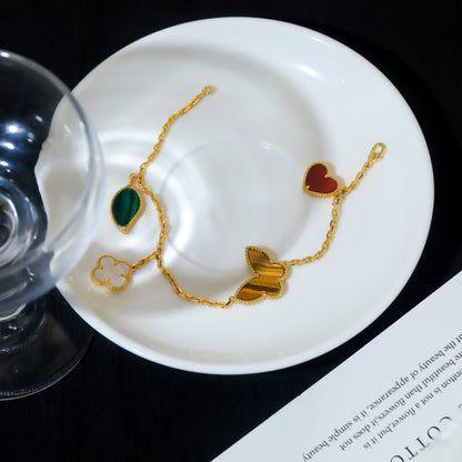 [Auream]LUCKY SPRING 5 MOTIF GOLD BRACELET