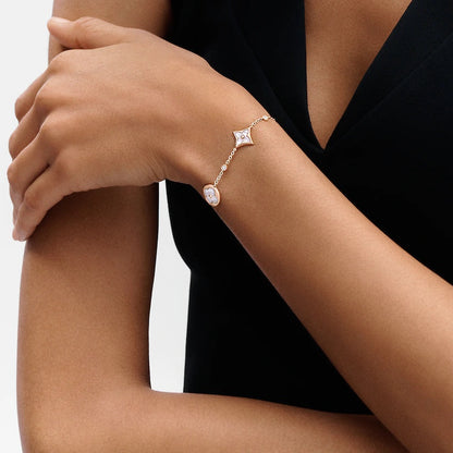 [Auream]STAR AND SUN 4 MOTIF WHITE MOP PINK GOLD BRACELET