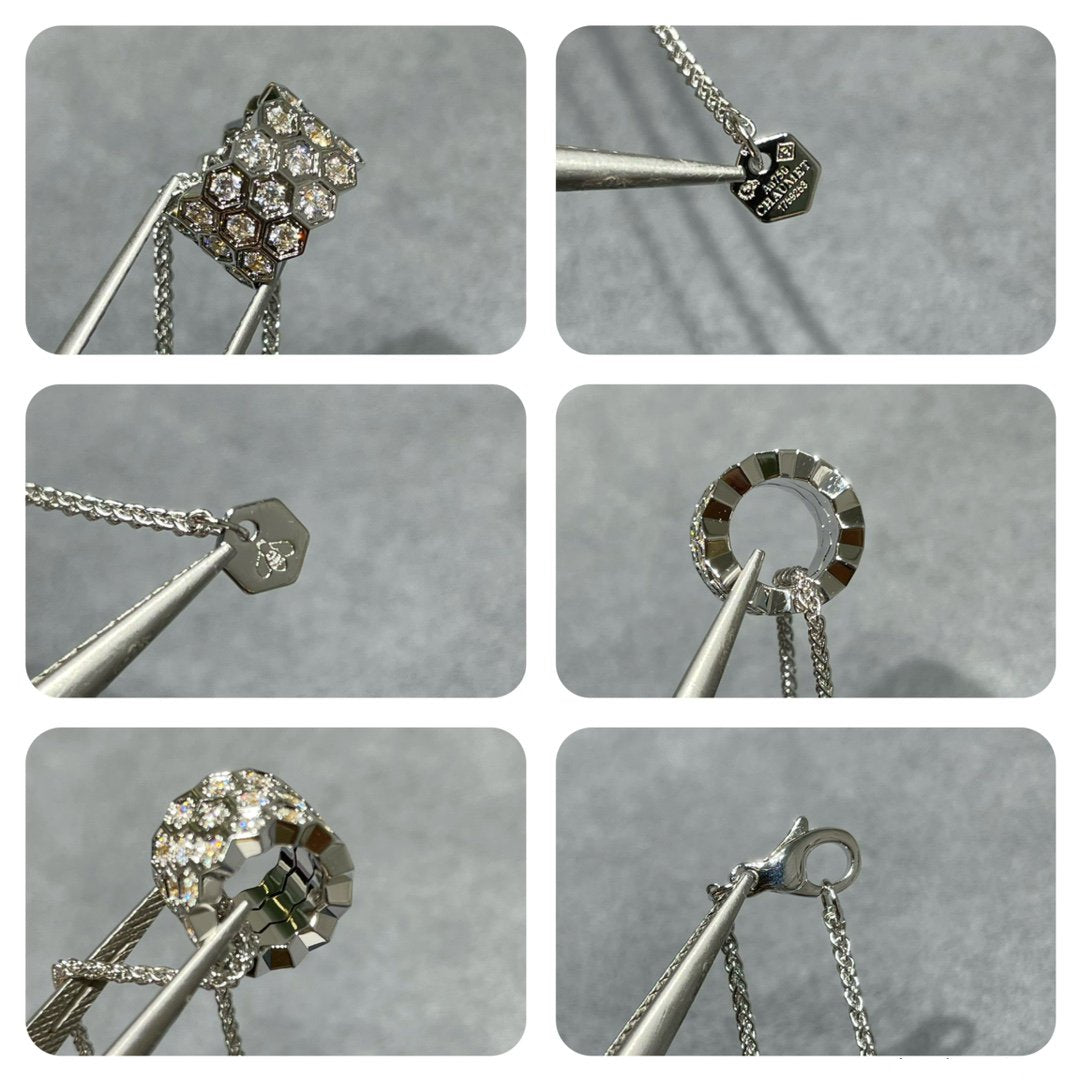 [Auream]BEE LOVE DIAMOND PAVED 3 ROW NECKLACE