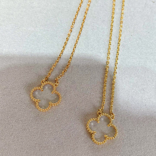 [Auream]CLOVER ROCK CRYSTAL ROSE GOLD NECKLACE