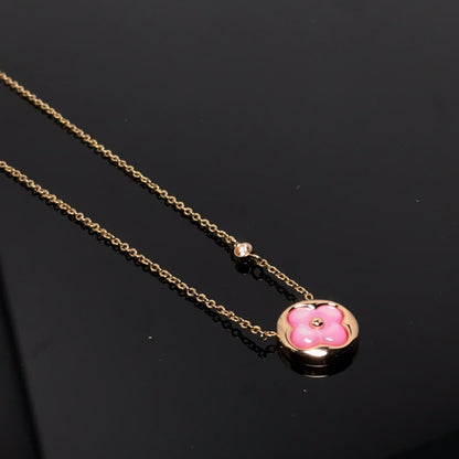 [Auream]COLOR BLOSSOM PINK MOP SUN GOLD NECKLACE