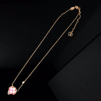 [Auream]COLOR BLOSSOM PINK MOP SUN GOLD NECKLACE