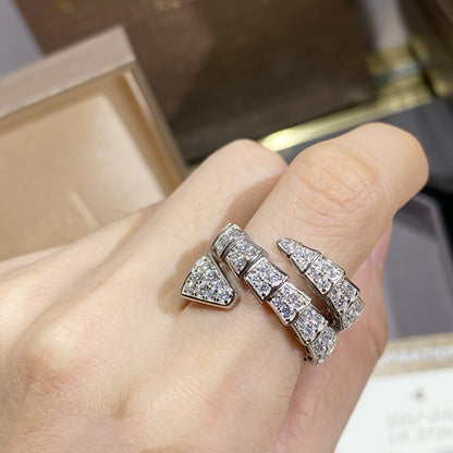 [Auream]SERPENTI DOUBLE RING SILVER DIAMOND PAVED