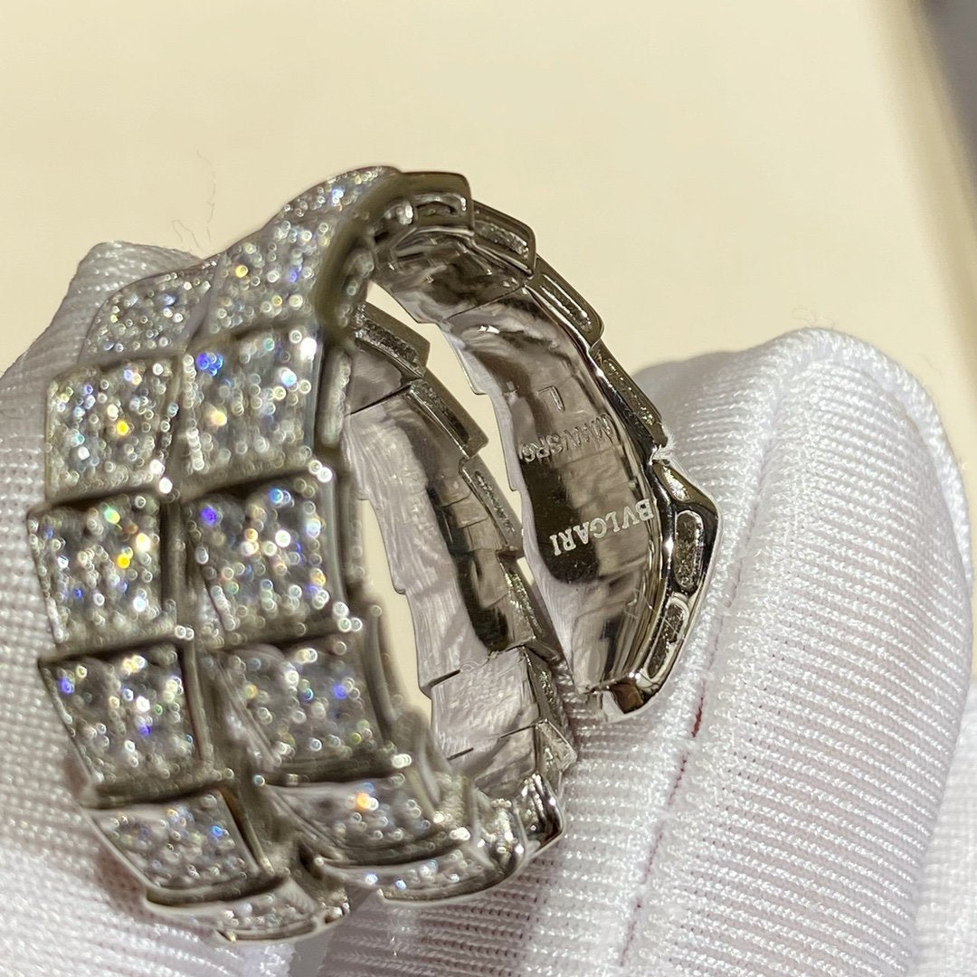 [Auream]SERPENTI DOUBLE RING SILVER DIAMOND PAVED