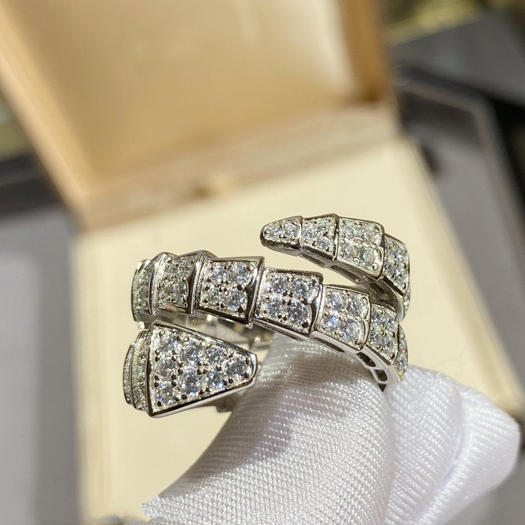 [Auream]SERPENTI DOUBLE RING SILVER DIAMOND PAVED