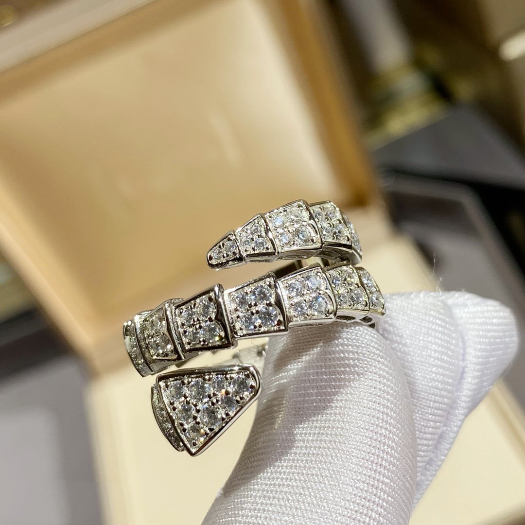 [Auream]SERPENTI DOUBLE RING SILVER DIAMOND PAVED