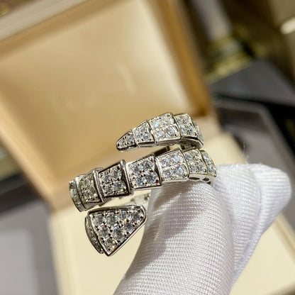 [Auream]SERPENTI DOUBLE RING SILVER DIAMOND PAVED