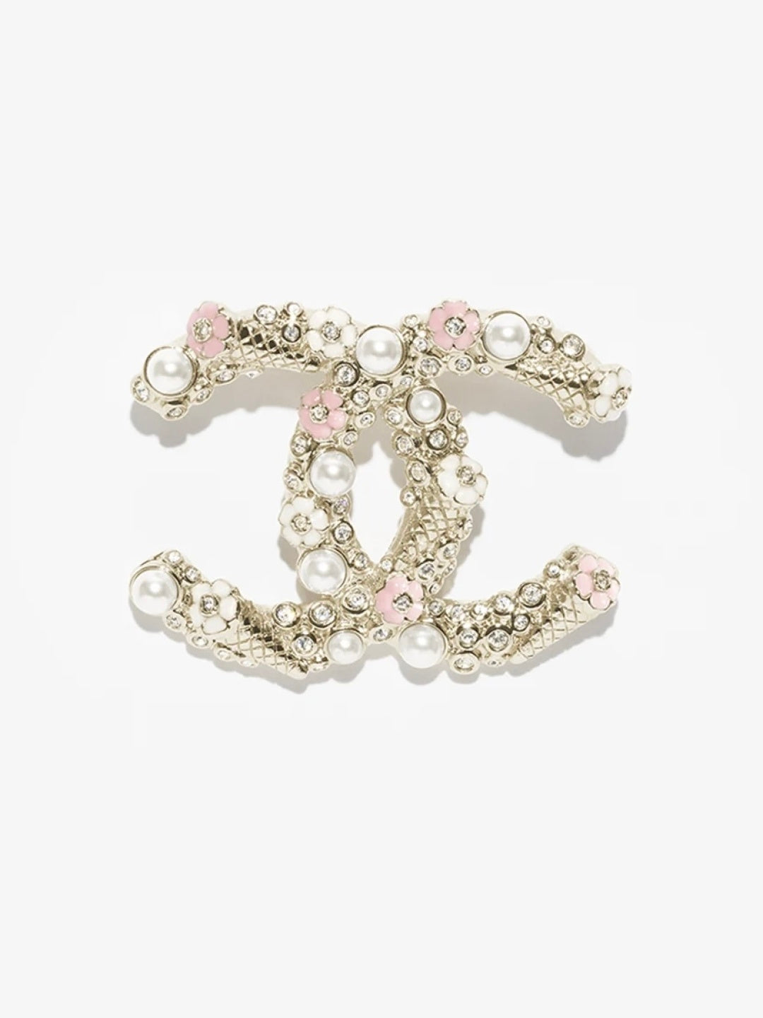 [Auream]26C Pink-White Enamel Ice Cream Cone Double C Brooch