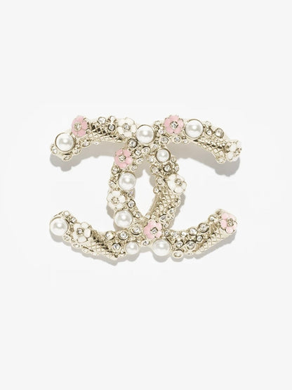 [Auream]26C Pink-White Enamel Ice Cream Cone Double C Brooch