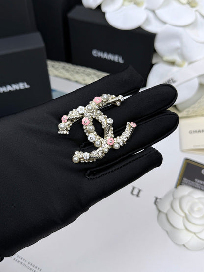 [Auream]26C Pink-White Enamel Ice Cream Cone Double C Brooch