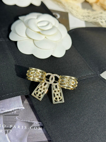 [Auream]25K Hollow Bow Brooch