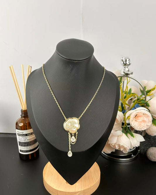 [Auream]Cloud Pearl Mother-of-Pearl Diamond Chain Pendant Necklace