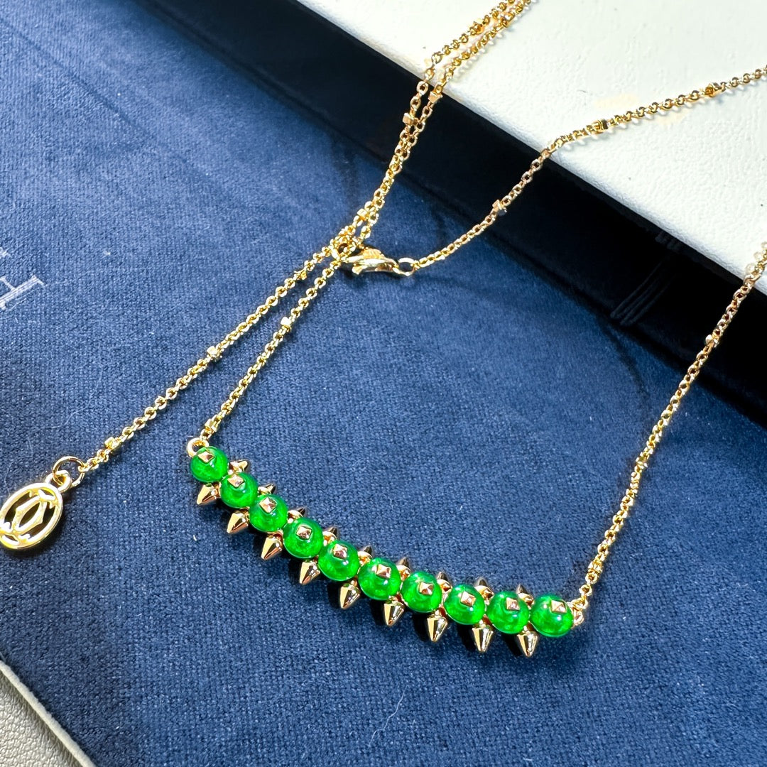 [Auream]New Arrival: Green Bead Rivet Necklace