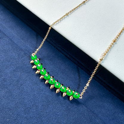 [Auream]New Arrival: Green Bead Rivet Necklace