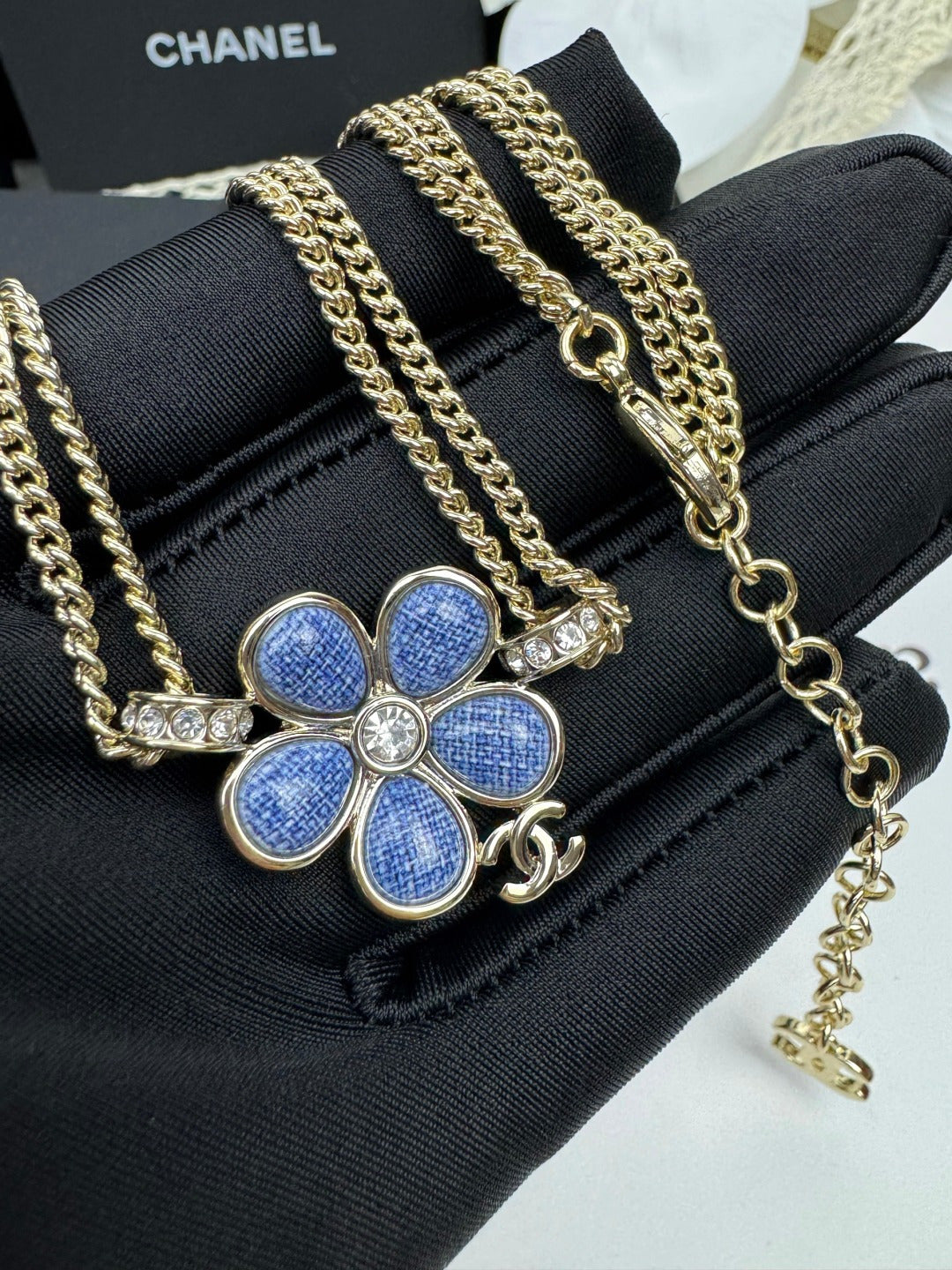 [Auream]New Blue Floral Double-Layer Necklace