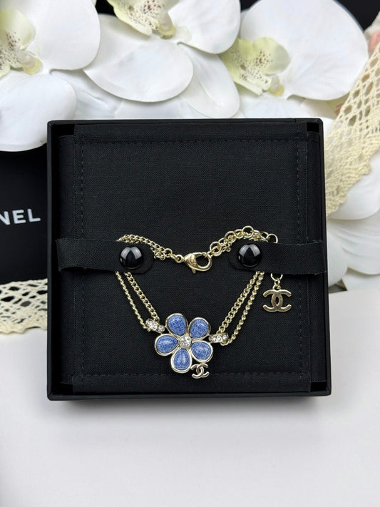 [Auream]VOLTE New Blue Floral Double-Layer Bracelet
