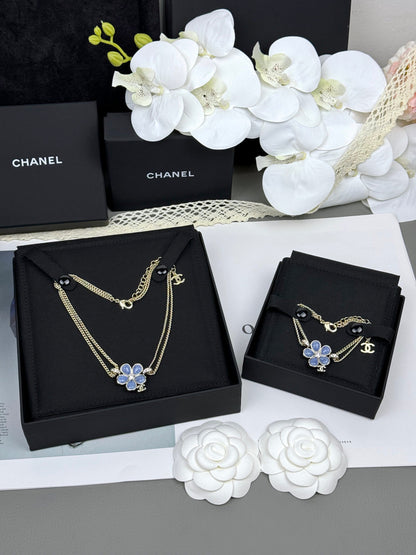[Auream]VOLTE New Blue Floral Double-Layer Bracelet