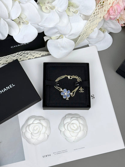 [Auream]VOLTE New Blue Floral Double-Layer Bracelet