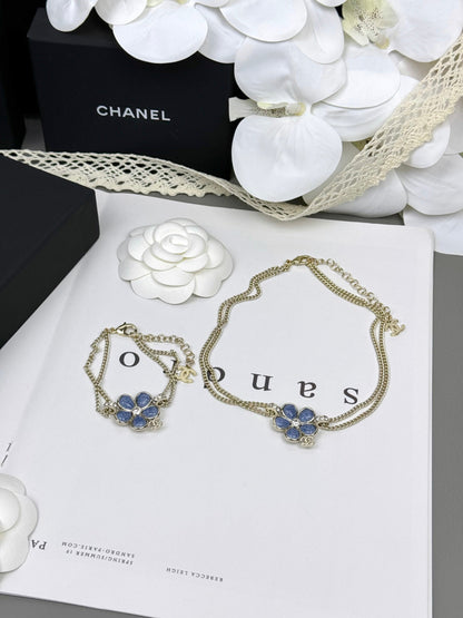[Auream]VOLTE New Blue Floral Double-Layer Bracelet