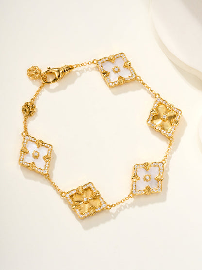 [Auream]B.C.L ENAMELED Five-Flower Bracelet（Various Colors) BIG SIZE