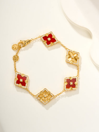 [Auream]B.C.L ENAMELED Five-Flower Bracelet（Various Colors) BIG SIZE