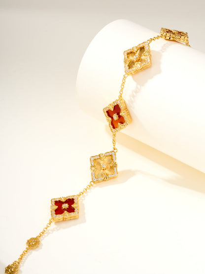 [Auream]B.C.L ENAMELED Five-Flower Bracelet（Various Colors) BIG SIZE