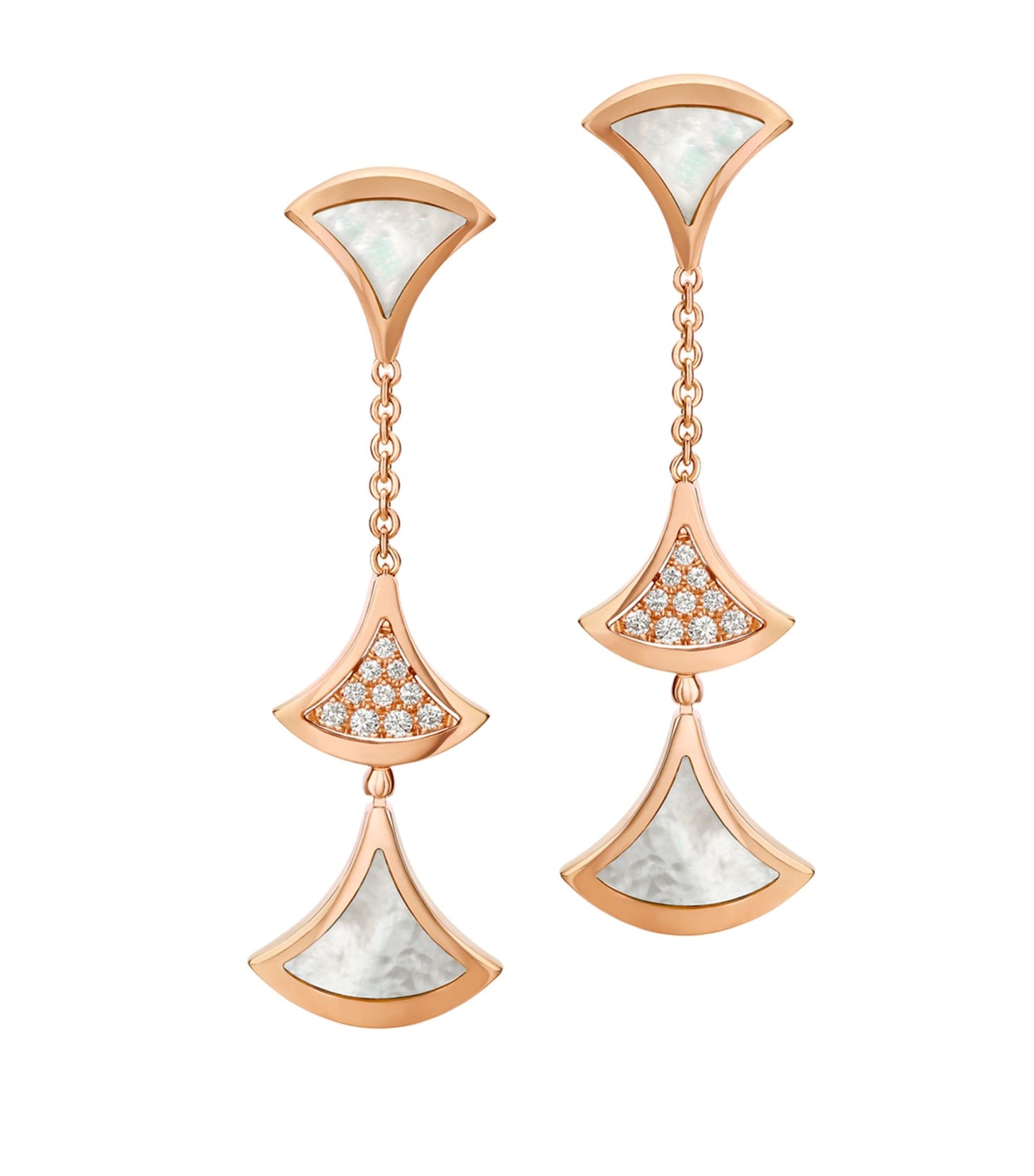 [Auream]DREAM EARRINGS 3 MOTIFS DIAMOND MOP PINK GOLD