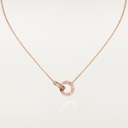[Auream]LOVE 7.6MM NECKLACE ROSE GOLD AND SILVER  FULL DIAMOND
