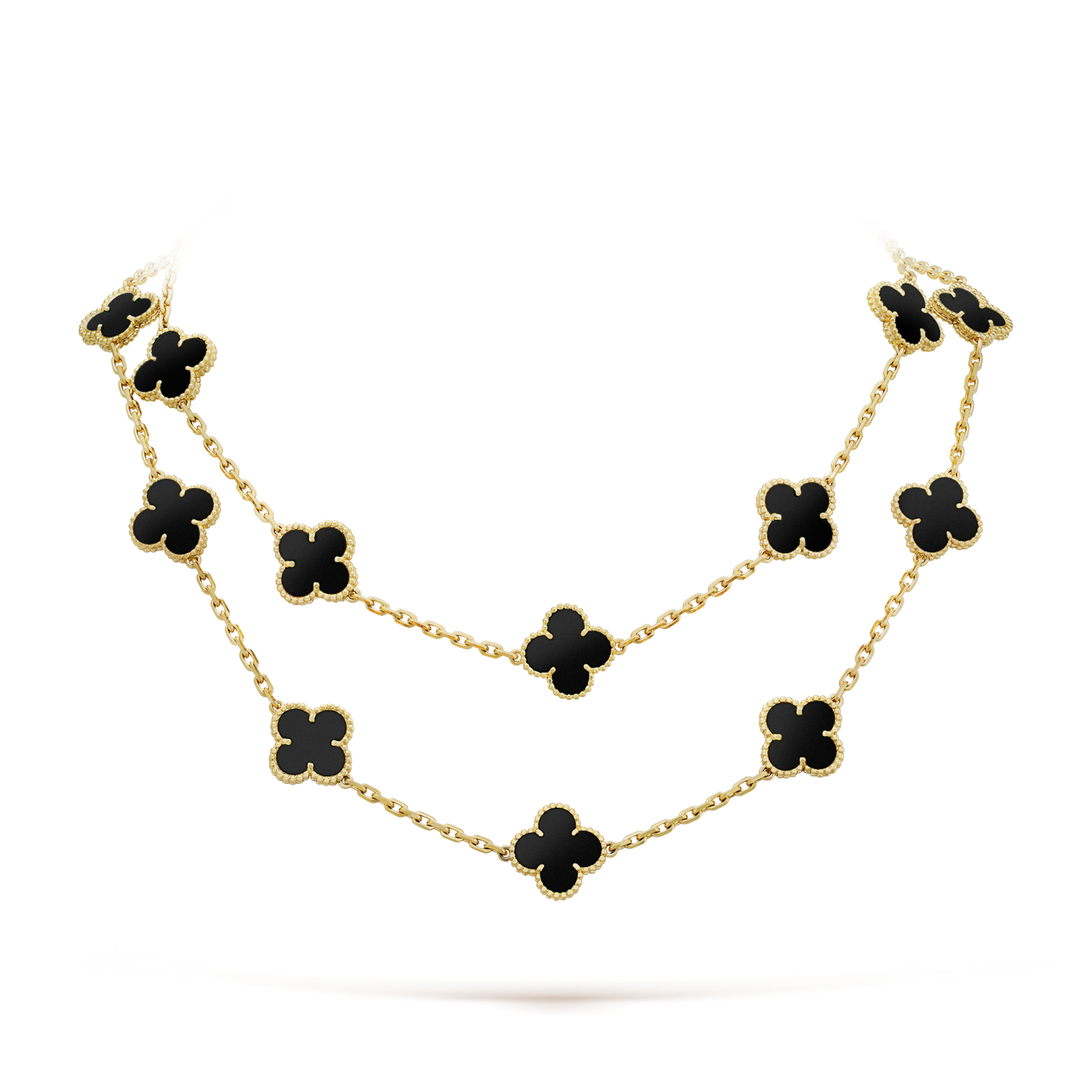 [Auream]CLOVER 20 MOTIFS ONYX NECKLACE