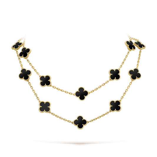 [Auream]CLOVER 20 MOTIFS ONYX NECKLACE