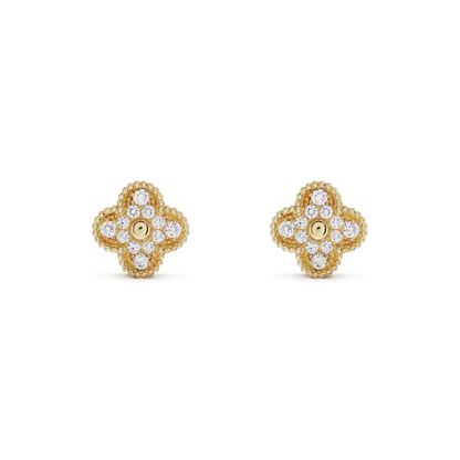 [Auream]CLOVER MEDIUM 1 MOTIFS FUll DIAMOND EARRINGS