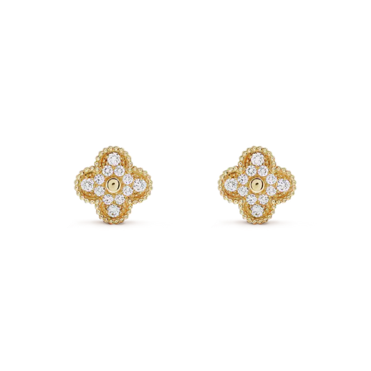 [Auream]CLOVER MEDIUM 1 MOTIFS FUll DIAMOND EARRINGS