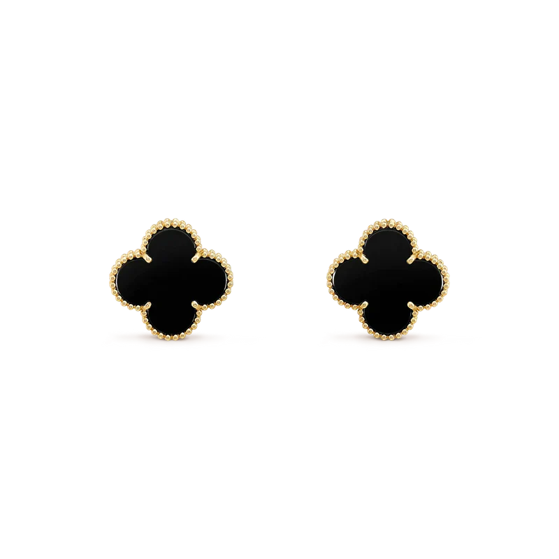 [Auream]CLOVER MEDIUM 1 MOTIFS  ONYX STUD EARRINGS