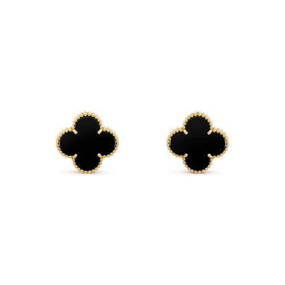 [Auream]CLOVER MEDIUM 1 MOTIFS  ONYX STUD EARRINGS