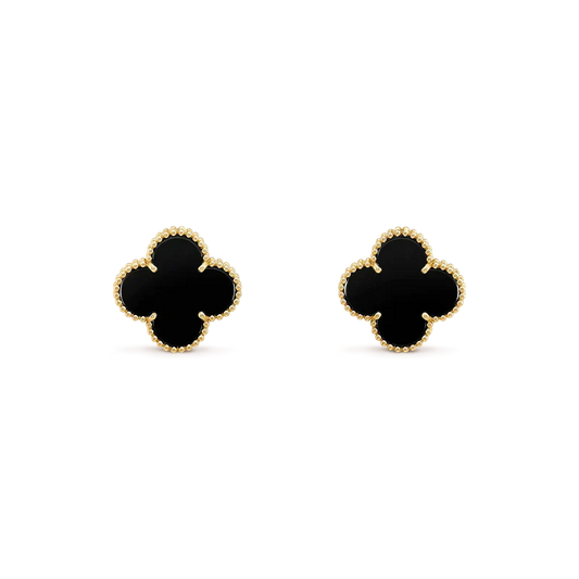 [Auream]CLOVER MEDIUM 1 MOTIFS  ONYX STUD EARRINGS