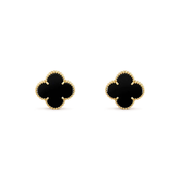 [Auream]CLOVER MEDIUM 1 MOTIFS  ONYX STUD EARRINGS