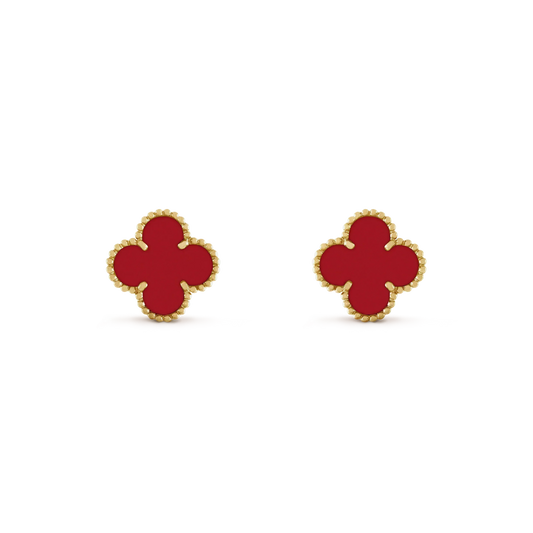 [Auream]CLOVER MINI 9.5MM CARNELIAN EARRINGS
