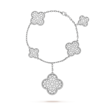 [Auream]CLOVER 6 MOTIFS SILVER DIAMOND BRACELET