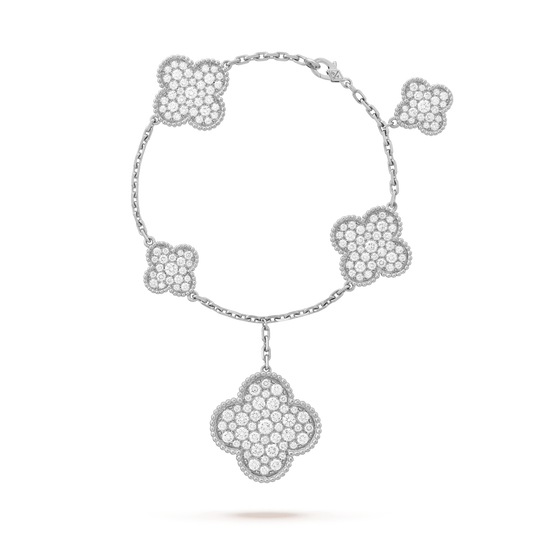 [Auream]CLOVER 6 MOTIFS SILVER DIAMOND BRACELET