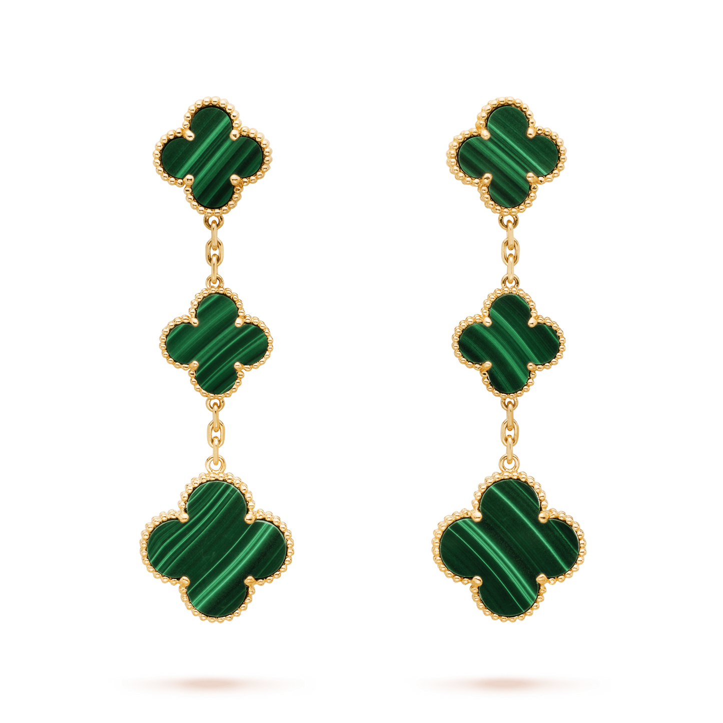 [Auream]CLOVER MALACHITE 3 MOTIFS GOLD