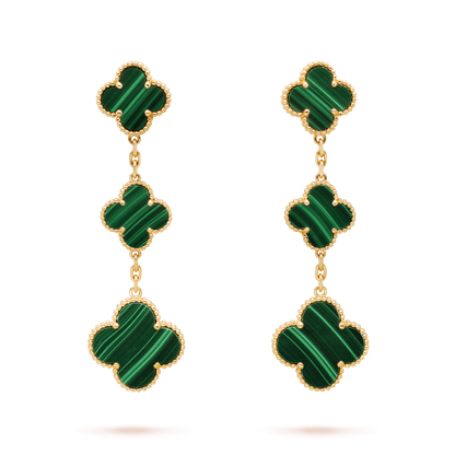 [Auream]CLOVER MALACHITE 3 MOTIFS GOLD