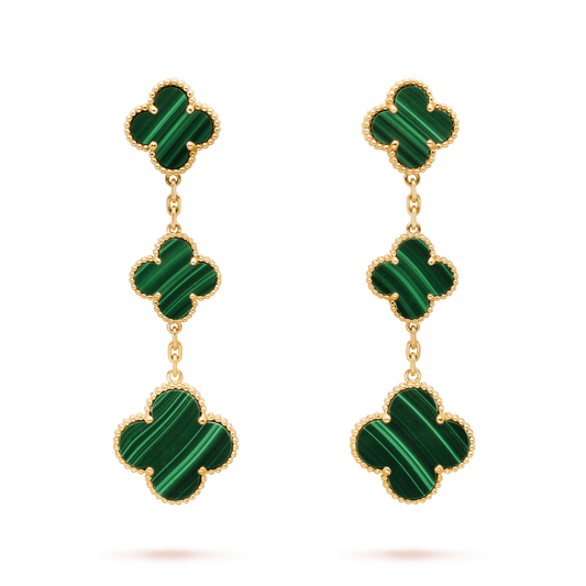 [Auream]CLOVER MALACHITE 3 MOTIFS GOLD