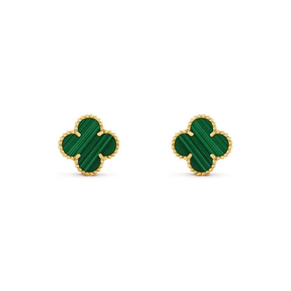 [Auream]CLOVER MEDIUM 1 MOTIFS MALACHITE  EARRINGS