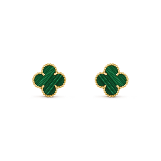 [Auream]CLOVER MEDIUM 1 MOTIFS MALACHITE  EARRINGS