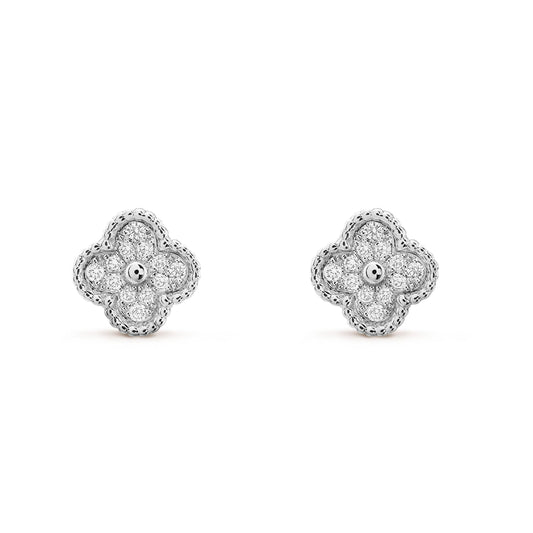 [Auream]CLOVER MINI DIAMOND STUD EARRINGS