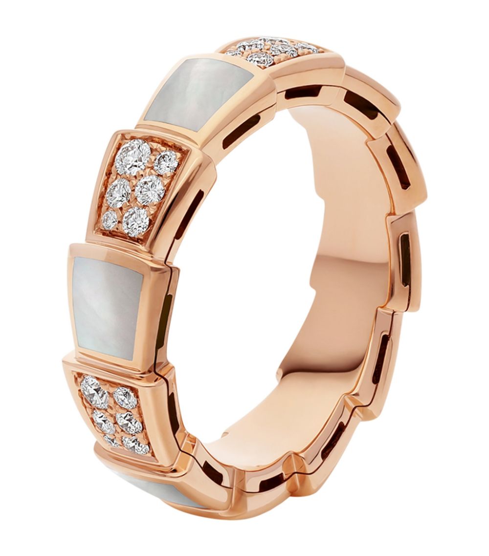[Auream]SERPENTI RING PINK GOLD MOP DIAMOND PAVED 4MM