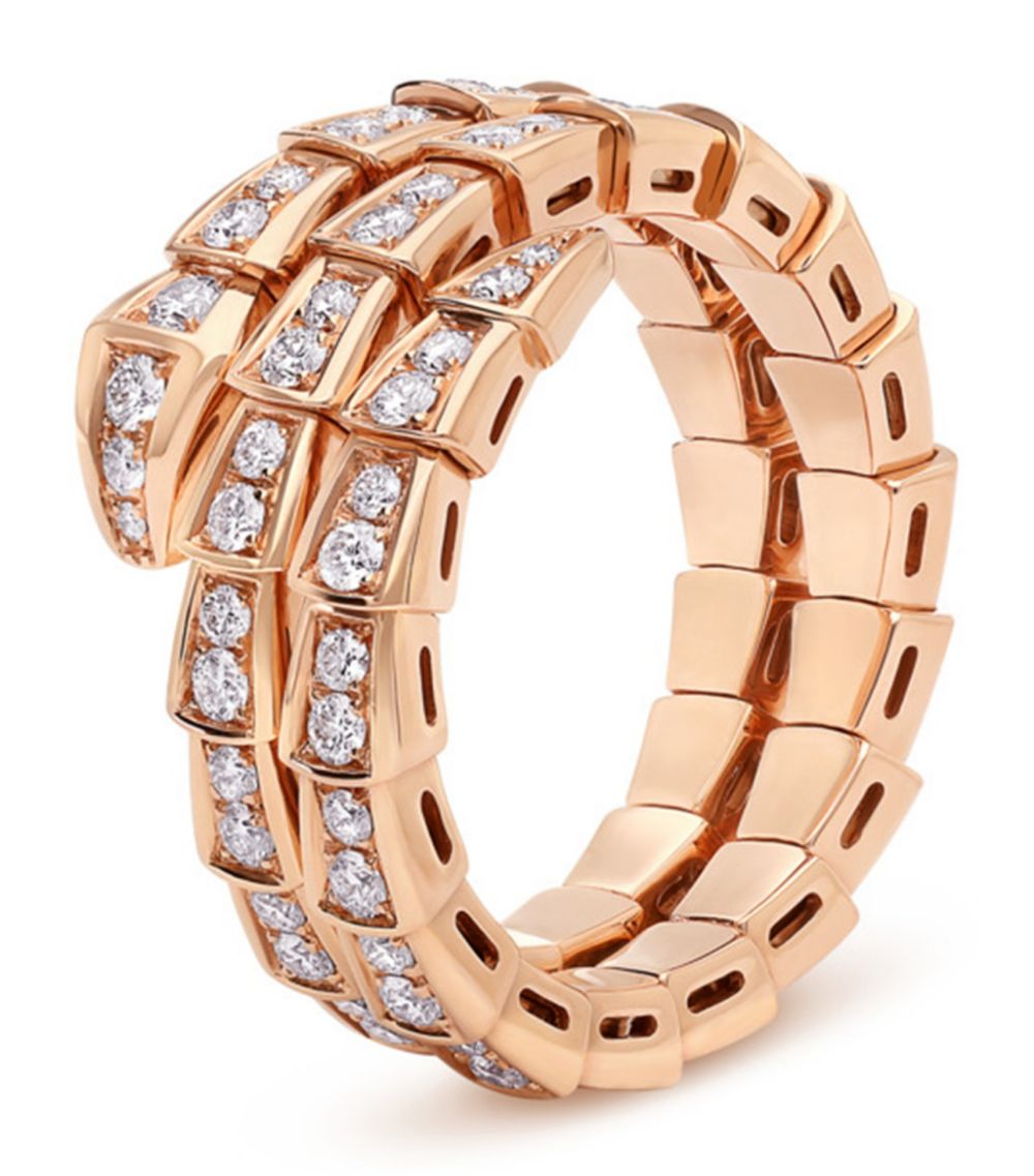 [Auream]SERPENTI RING PINK GOLD DIAMOND DOUBLE ROW