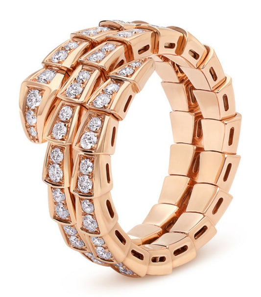 [Auream]SERPENTI RING PINK GOLD DIAMOND DOUBLE ROW